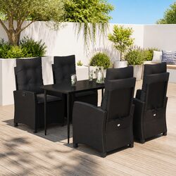 Concise 5-Piece Black Rattan Outdoor Dining Set