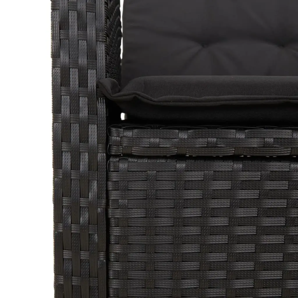 Garden Dining Set 5 Piece Outdoor Furniture Black Poly Rattan Adjustable