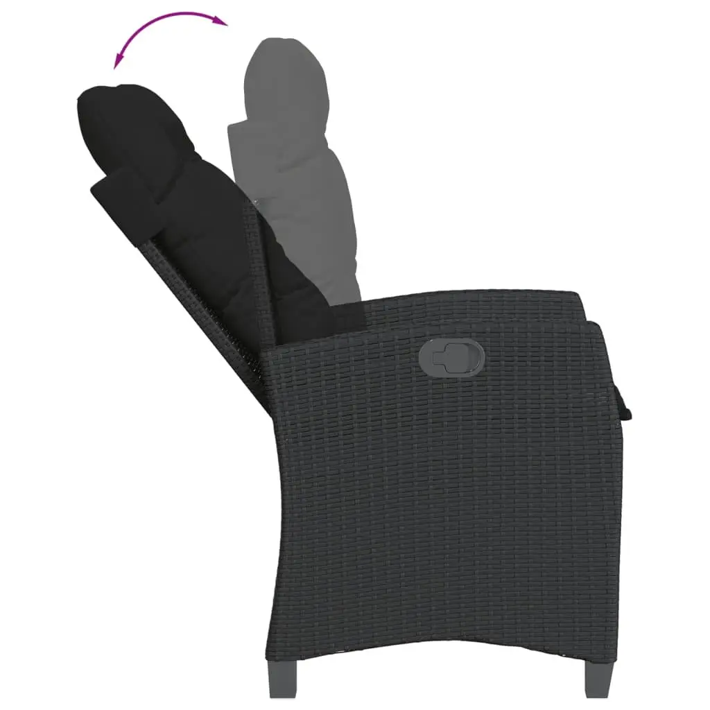 Garden Dining Set Black 5 Piece Outdoor Furniture Table Chairs Adjustable Backrest