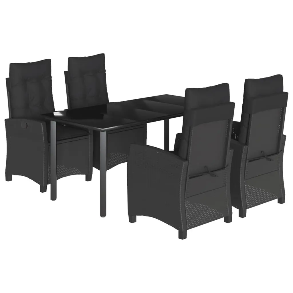 Garden Dining Set 5 Piece Outdoor Furniture Black PE Rattan Table Chairs