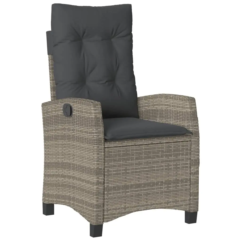 Outdoor Dining Set Grey 3 Piece Garden Furniture PE Rattan Table Chairs