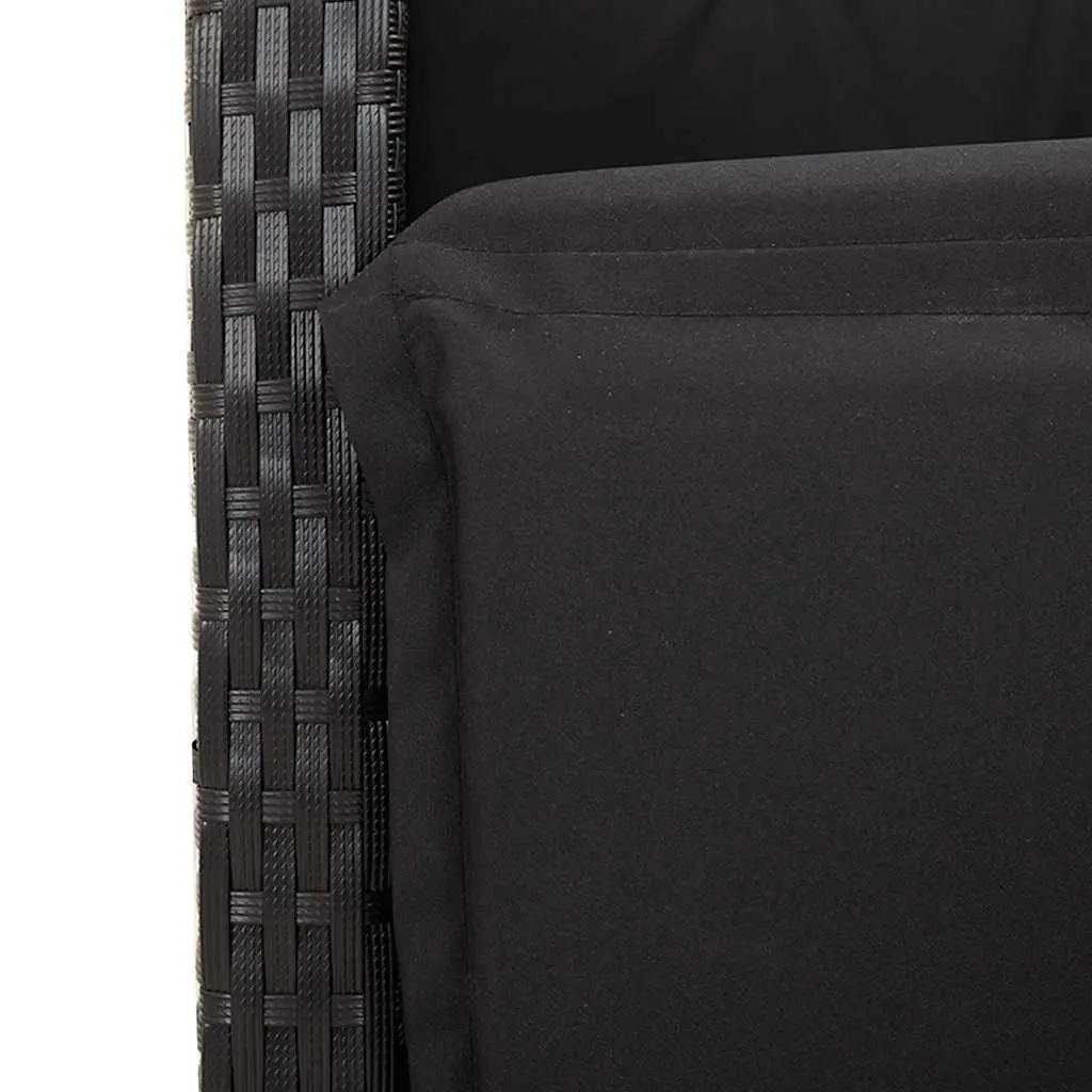 5 Piece Outdoor Garden Dining Set Black Poly Rattan Chair Table Cushions