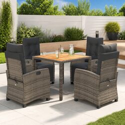 Concise 5 Piece Grey Poly Rattan Dining Set