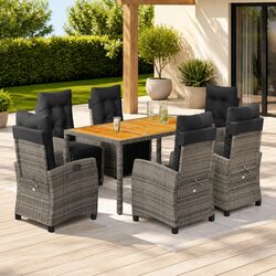 7 Piece Outdoor Dining Set with Adjustable Chairs