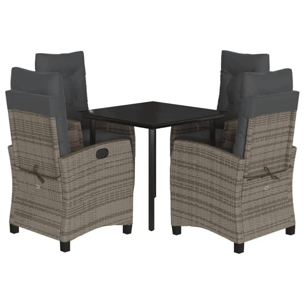 Garden Dining Set Grey 5 Piece Outdoor Furniture Poly Rattan with Cushions