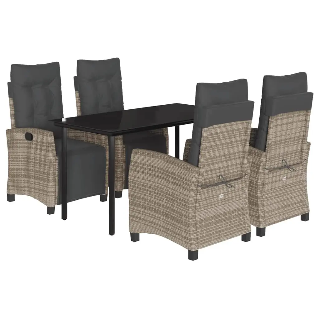 Garden Dining Set Grey 5 Piece Outdoor Furniture Rattan Table Chairs Cushions