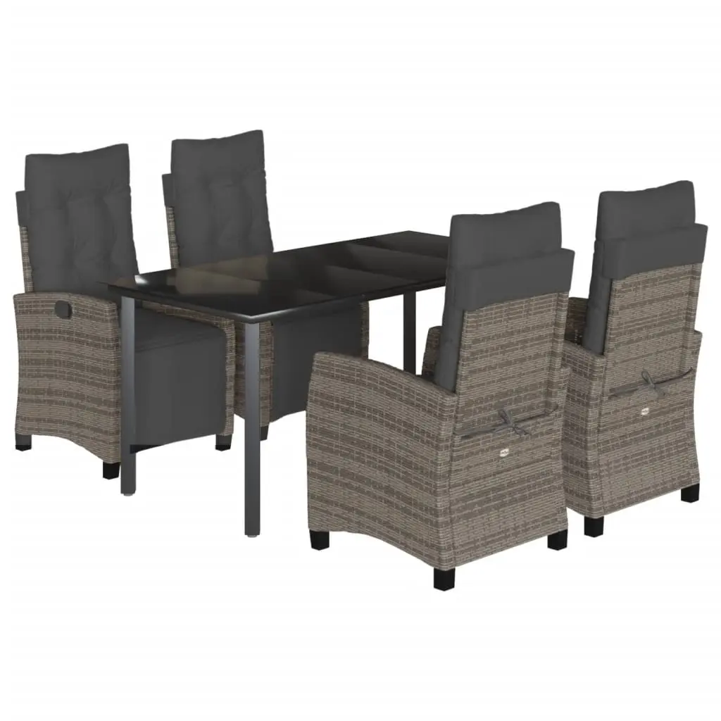 Garden Dining Set 5 Piece Outdoor Furniture Patio Table Chairs Cushions Grey
