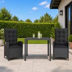 3 Piece Black Patio Furniture Set for Dining
