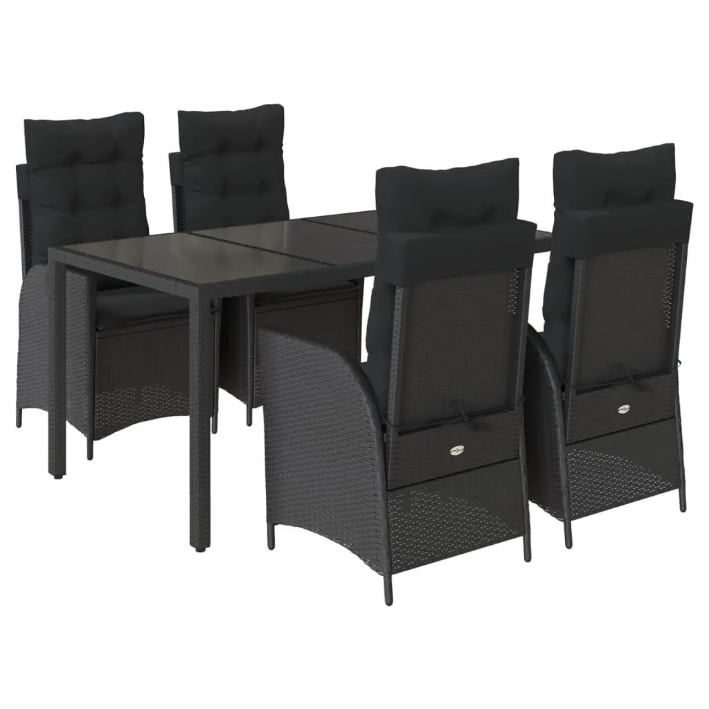 Garden Dining Set 5 Piece Outdoor Furniture Black Poly Rattan Patio Table Chairs