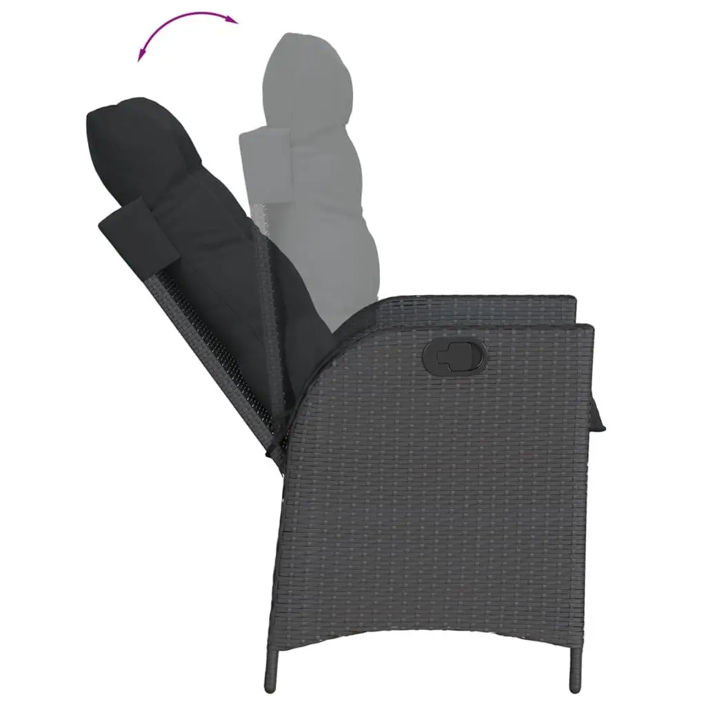 Garden Dining Set 5 Piece Outdoor Furniture Black Poly Rattan Patio Table Chairs