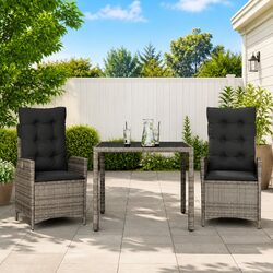 Grey Poly Rattan Garden Dining Set with Adjustable Backrest