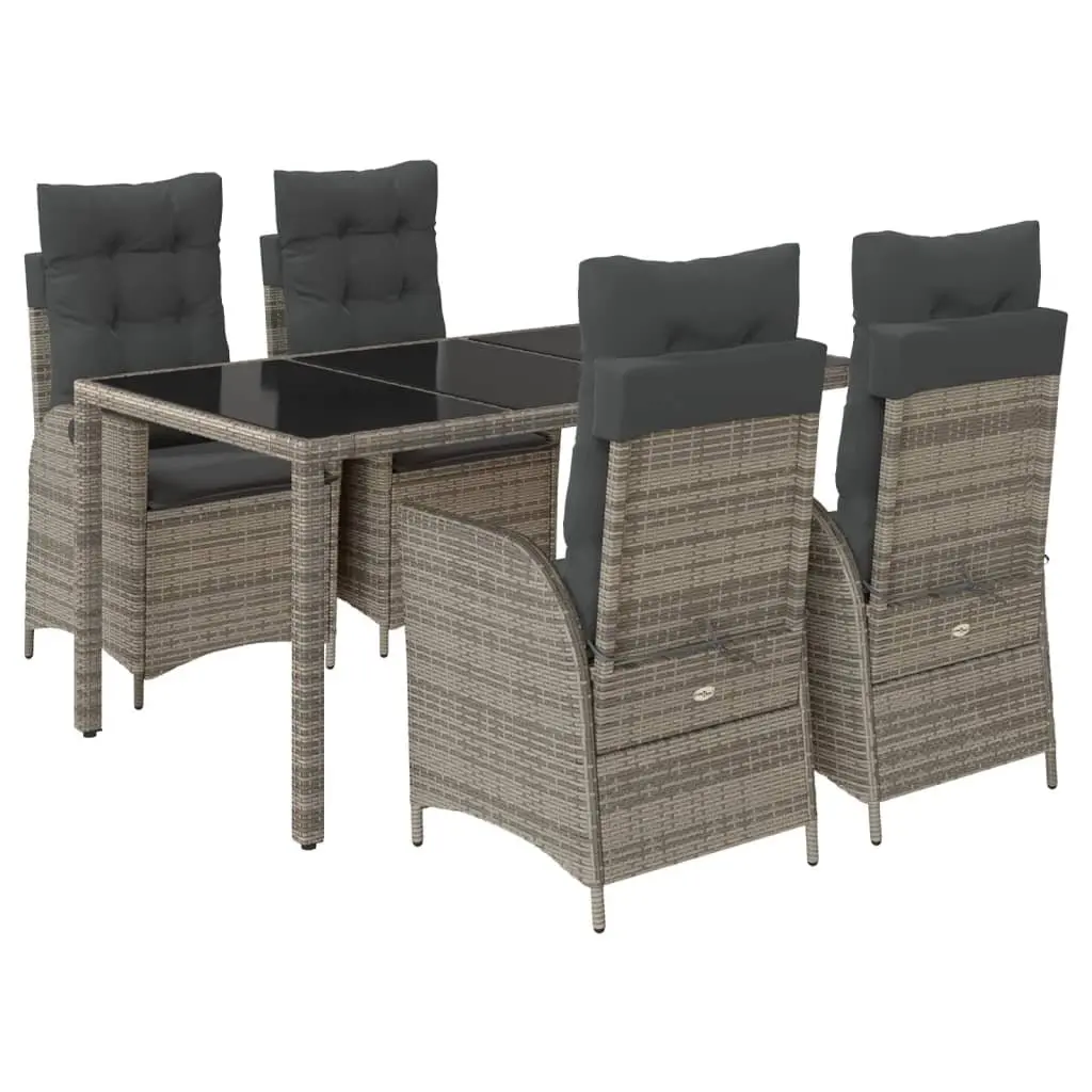 Garden Dining Set 5 Piece Outdoor Furniture Grey Poly Rattan Patio Table Chairs