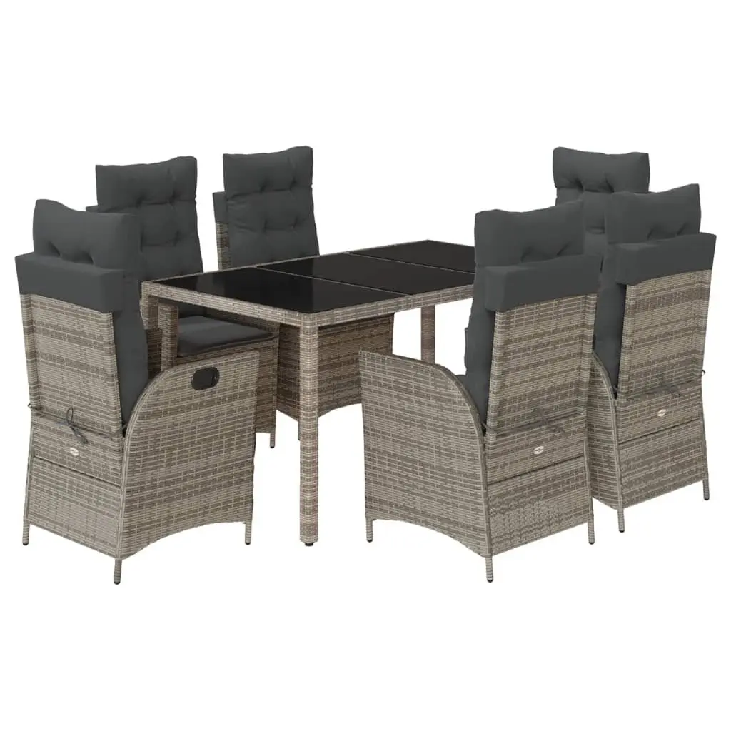 7-Piece Garden Dining Set with Grey Cushions