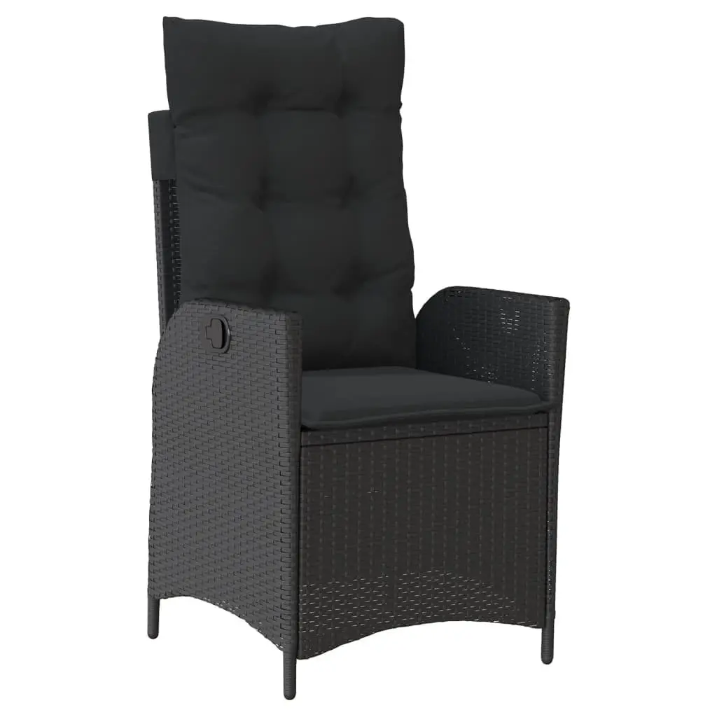 Garden Dining Set 3 Piece Outdoor Patio Furniture with Cushions Black