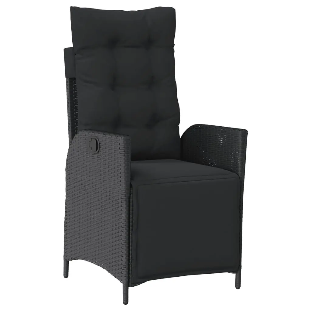 Garden Dining Set Black 5 Piece Outdoor Furniture Poly Rattan with Cushions