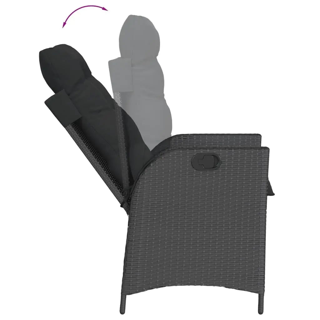 Garden Dining Set 5 Piece Outdoor Patio Furniture with Cushions Black Rattan