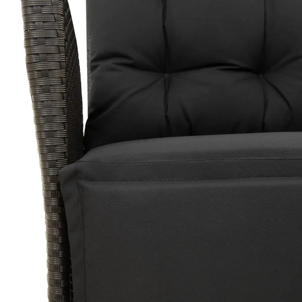 Outdoor Dining Set Black 7 Piece Poly Rattan Table Chair with Cushions
