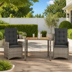 Compact 3 Piece Garden Dining Set in Grey
