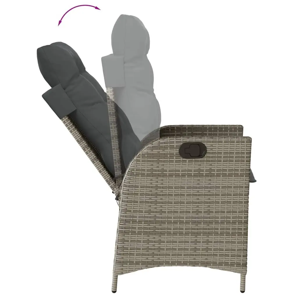 Garden Dining Set 7 Piece Outdoor Furniture with Cushions Grey Rattan