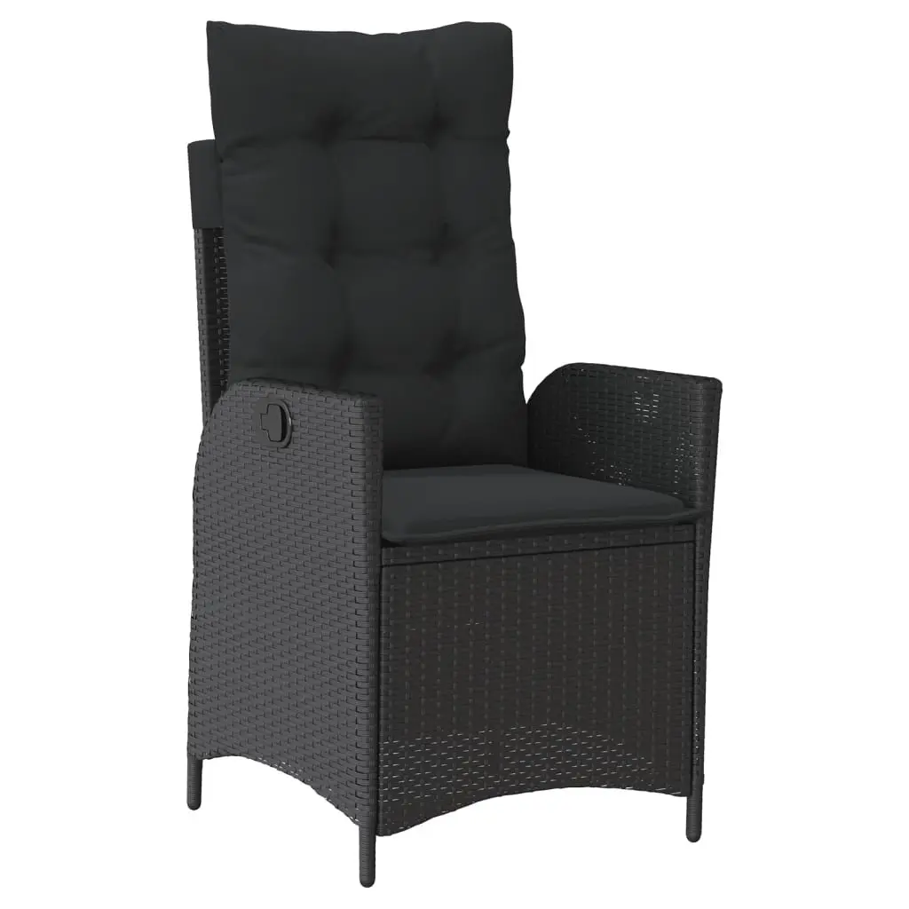 7 Piece Black Rattan Garden Set for Outdoor Dining