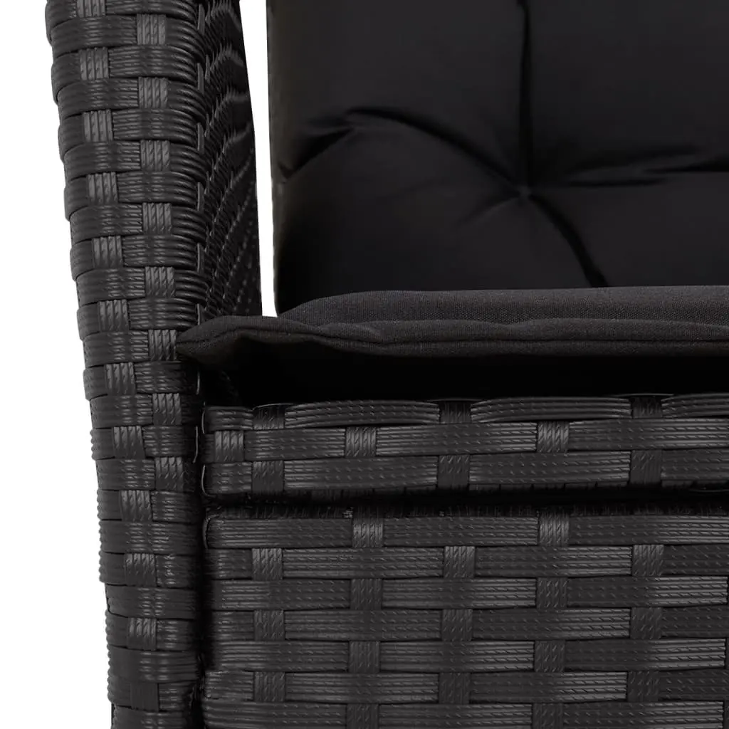 7 Piece Black Rattan Garden Set for Outdoor Dining