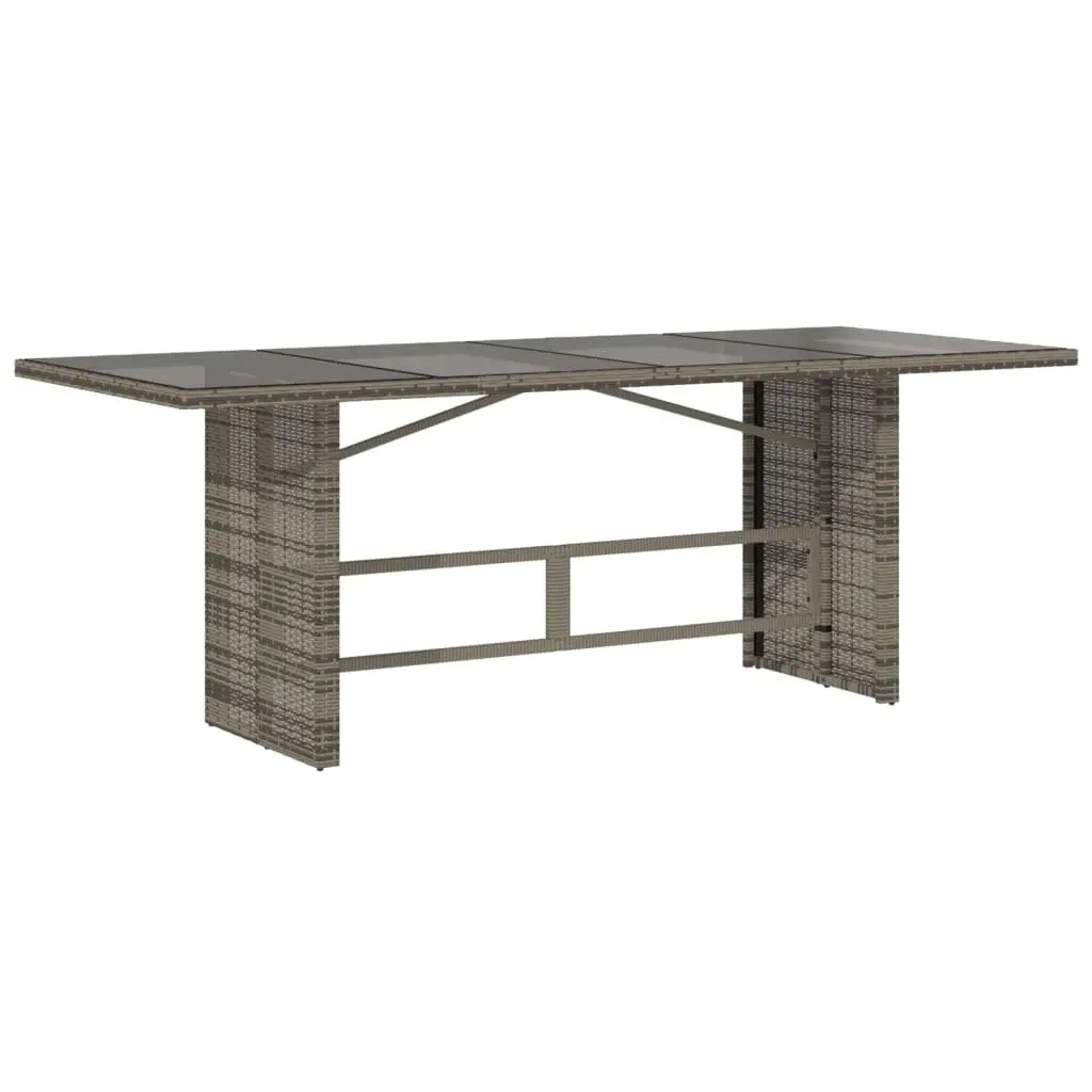 Garden Dining Set Grey 7 Piece PE Rattan Cushions Adjustable Backrest Tempered Glass Tabletop