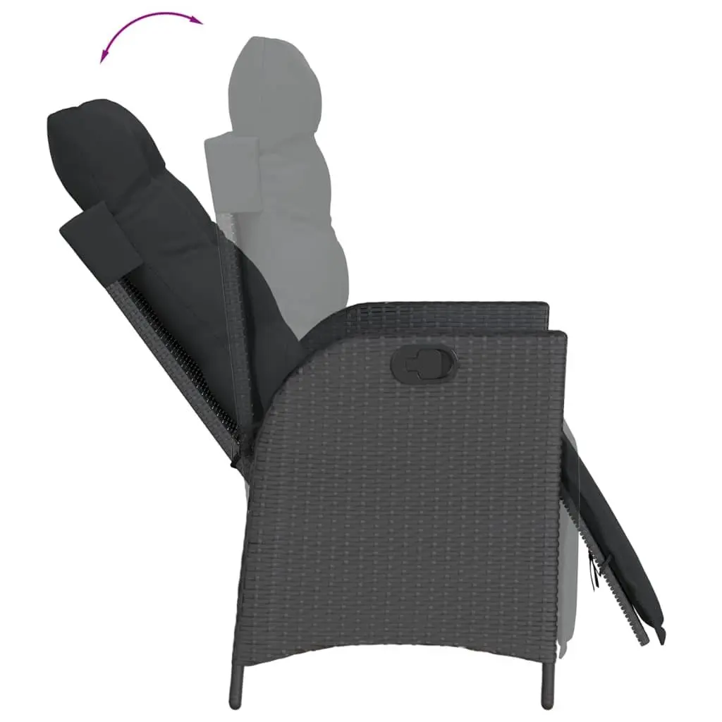 Garden Dining Set 9 Piece Outdoor Furniture Black Poly Rattan with Cushions