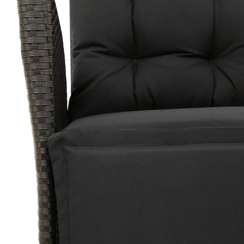 Garden Dining Set 9 Piece Outdoor Furniture Black Poly Rattan with Cushions