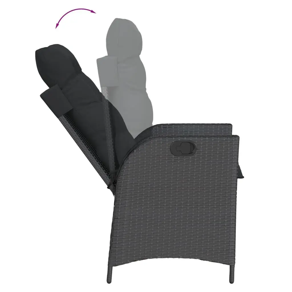 Garden Dining Set 9 Piece Outdoor Furniture Black Poly Rattan with Cushions
