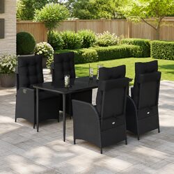 Compact 5 Piece Outdoor Dining Set in Black