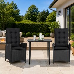 Concise 3-Piece Outdoor Dining Set with Glass Table