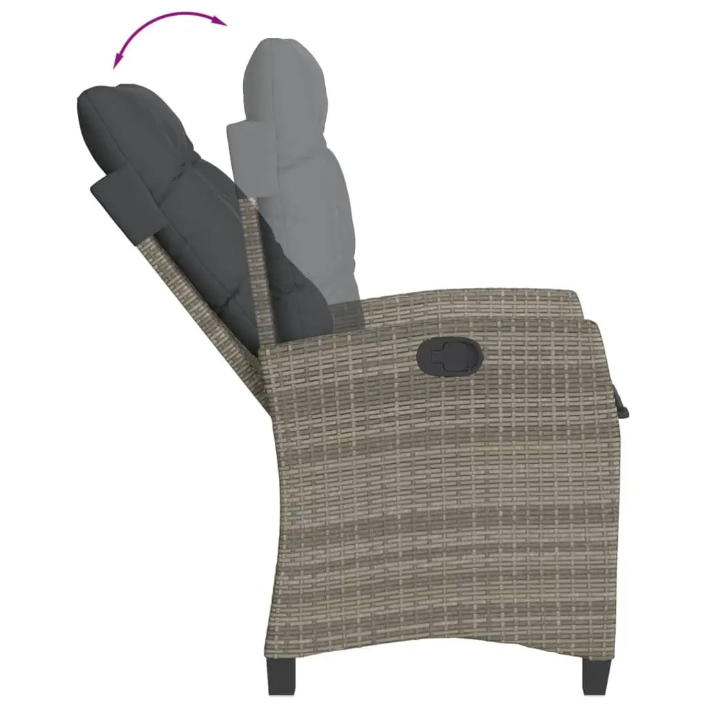 Garden Dining Set Grey 3 Piece Poly Rattan Outdoor Furniture with Cushions