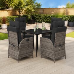 Concise 5-Piece Outdoor Dining Set in Grey