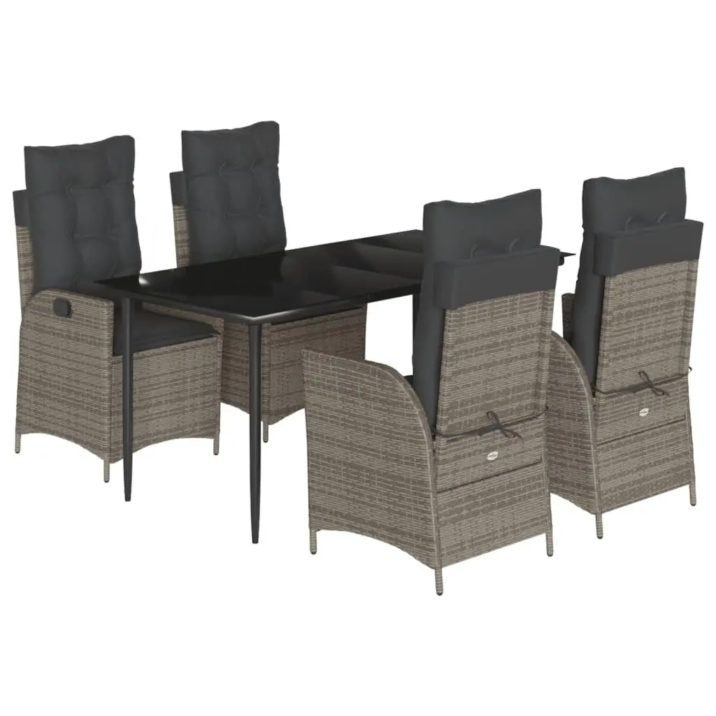 Garden Dining Set Grey 5 Piece Outdoor Furniture Poly Rattan Chair Table Patio