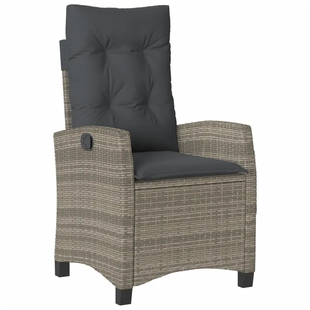 Garden Dining Set Grey 3 Piece Outdoor Furniture Poly Rattan with Cushions