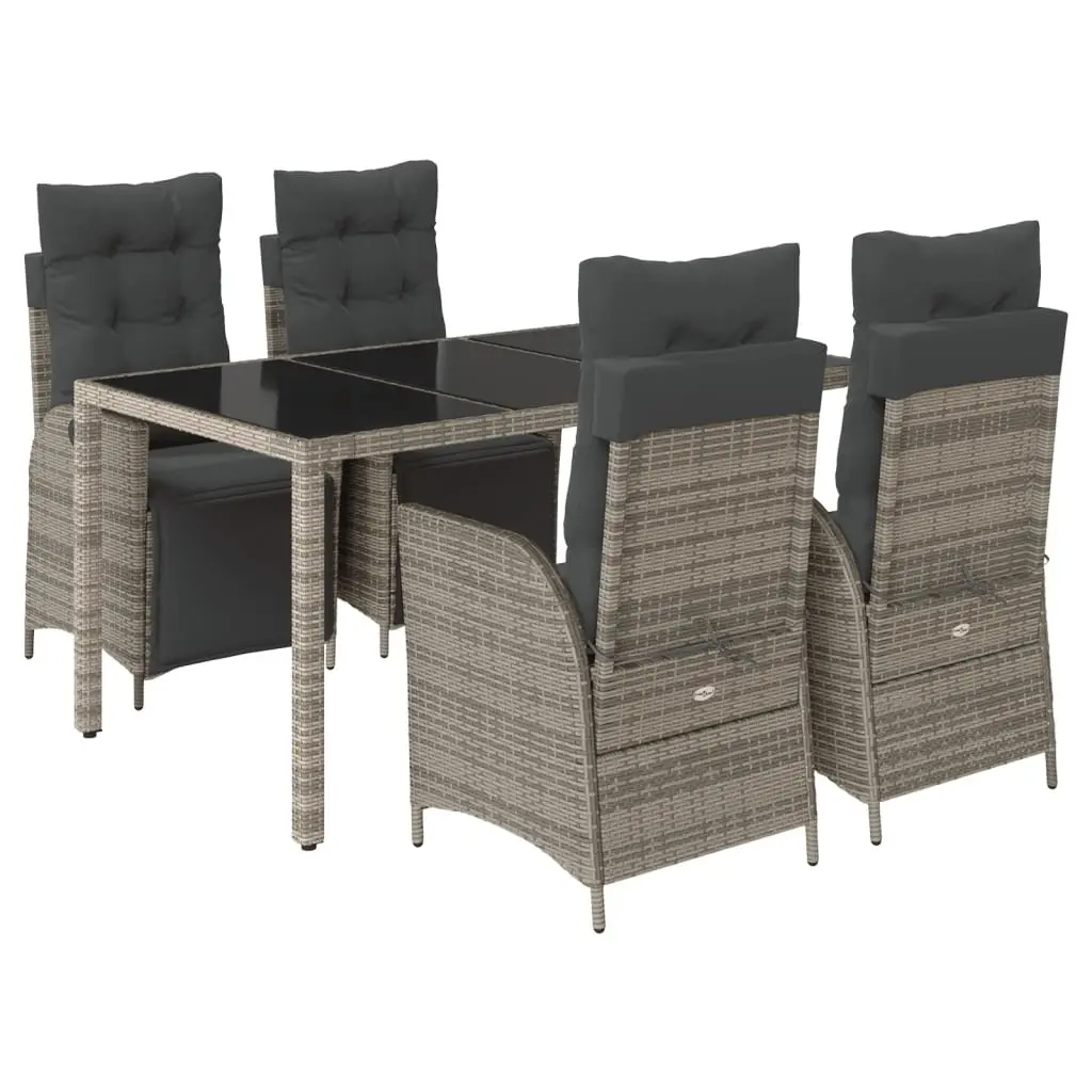 Garden Dining Set Grey 5 Piece Outdoor Furniture Rattan Chairs Table Adjustable Backrest