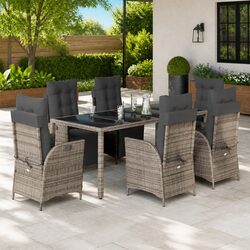 Quality 9 Piece Outdoor Dining Set with Grey Finish