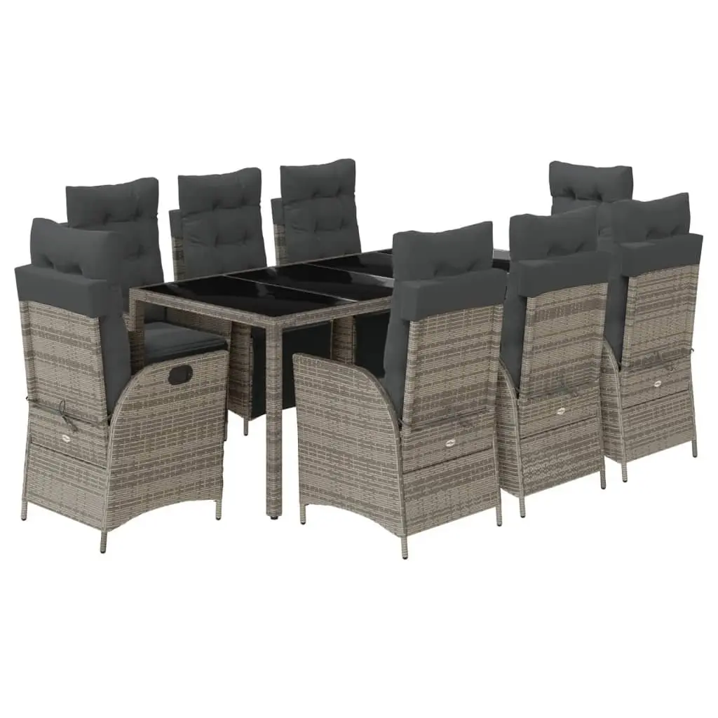 9 Piece Outdoor Dining Set with Grey Finish