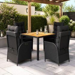 Black PE Rattan 5-Piece Outdoor Dining Set