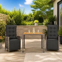 Concise 3 Piece Grey Poly Rattan Garden Set