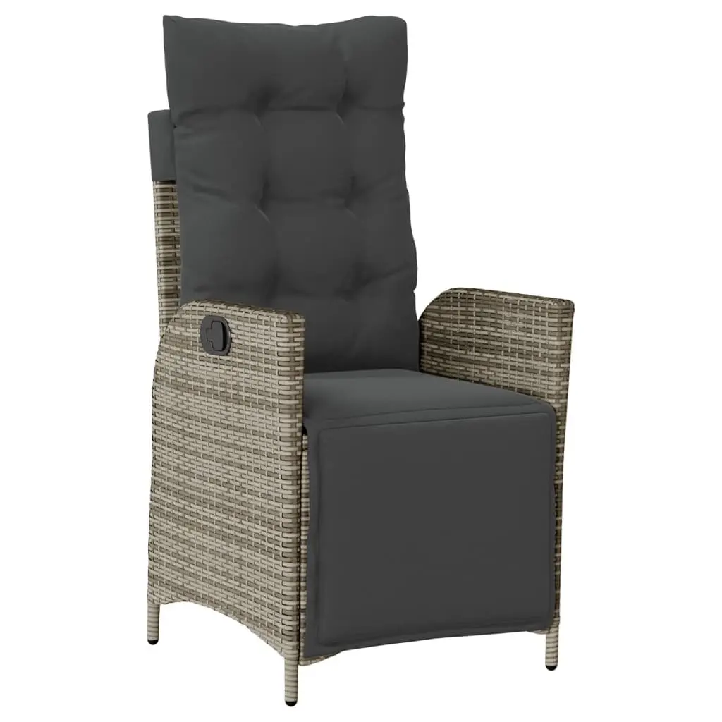 Garden Dining Set 7 Piece Outdoor Patio Furniture Grey Poly Rattan with Cushions