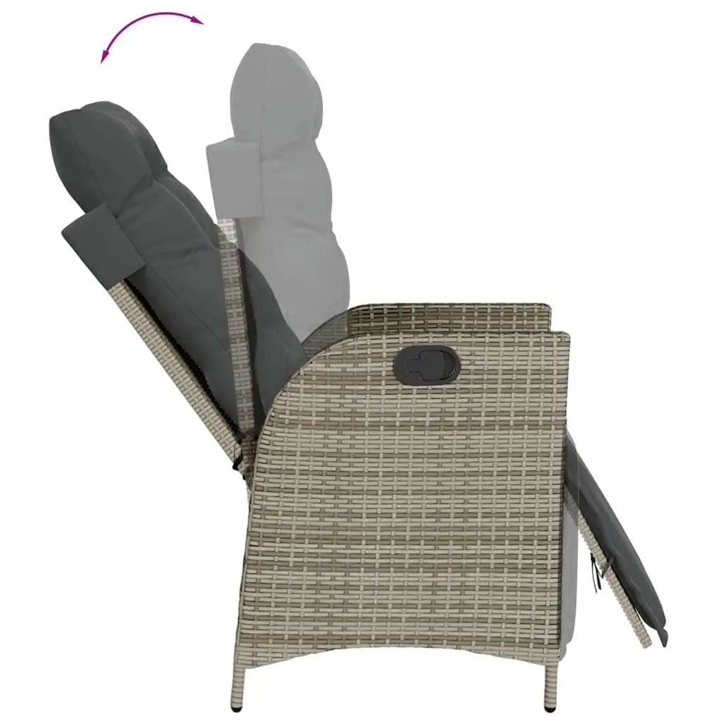Garden Dining Set 7 Piece Outdoor Furniture Grey Poly Rattan with Cushions Patio