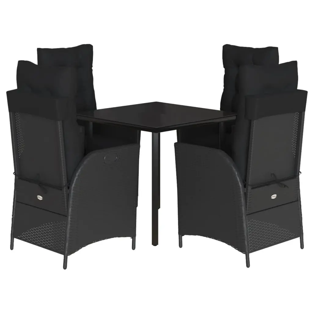 Garden Dining Set Black 5 Piece Outdoor Furniture Poly Rattan with Cushions