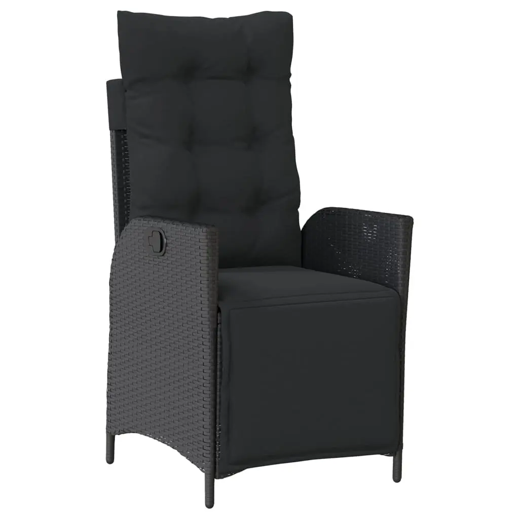 Garden Dining Set Black 5 Piece Outdoor Furniture Poly Rattan with Cushions