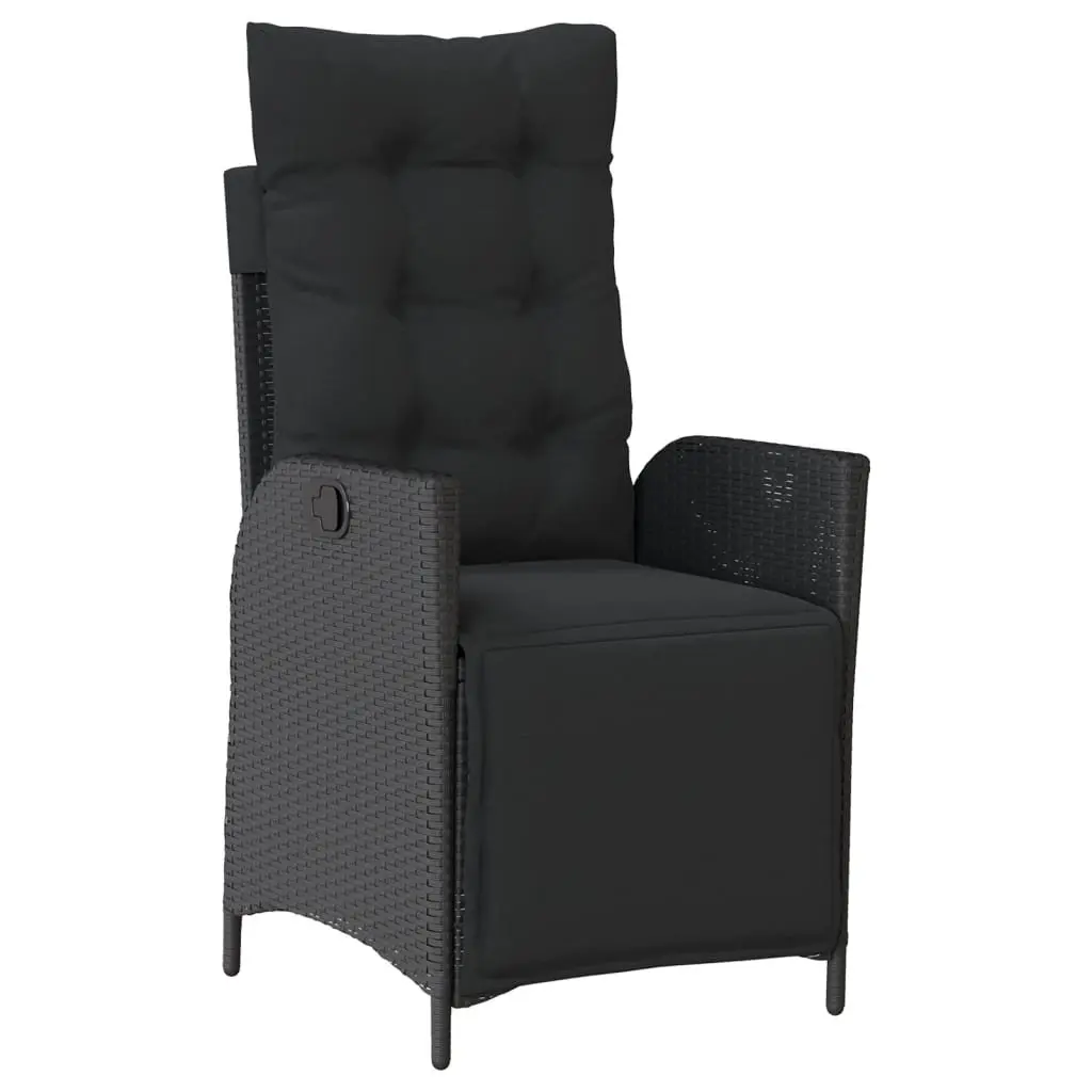 Garden Dining Set 5 Piece Outdoor Furniture Black Poly Rattan with Cushions