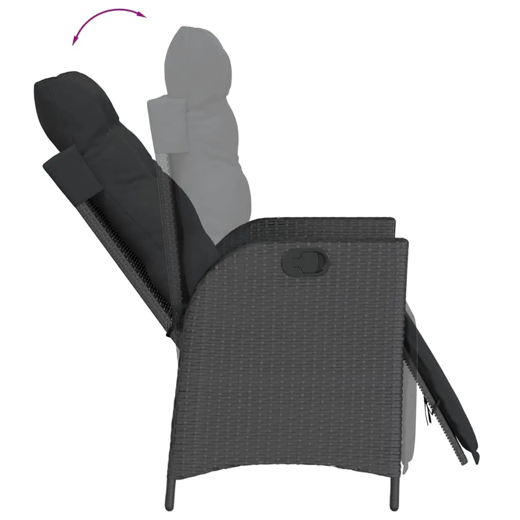 Garden Dining Set 5 Piece Outdoor Furniture Black Poly Rattan with Cushions