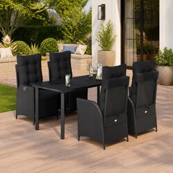 Garden Dining Set 5 Piece Outdoor Furniture with Cushions Black Poly Rattan
