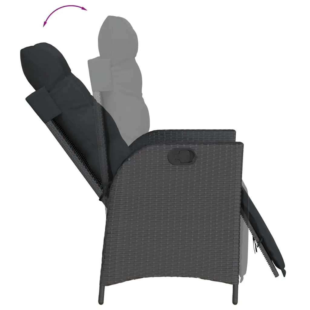 Garden Dining Set 5 Piece Outdoor Furniture with Cushions Black Poly Rattan