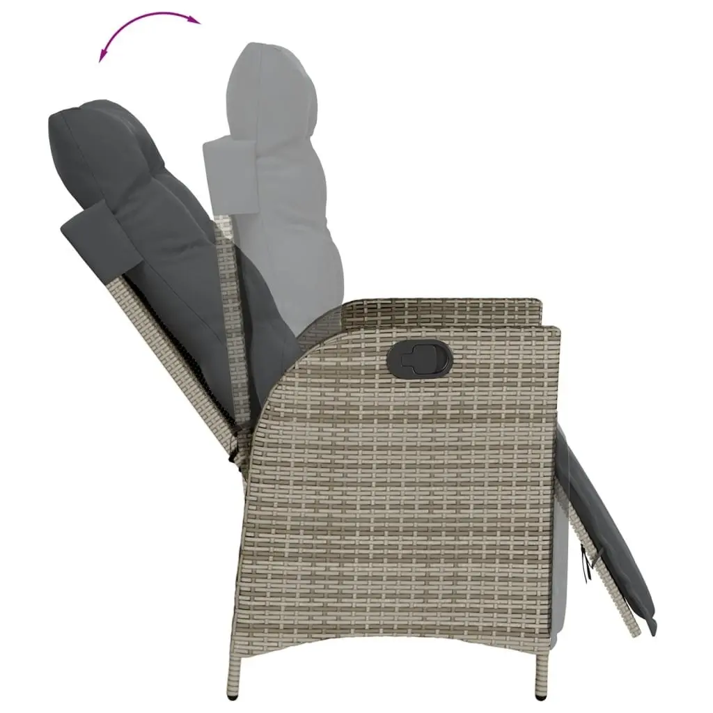 Outdoor Garden Dining Set Grey 3 Piece PE Poly Rattan Furniture with Tempered Glass Table and Cushioned Seating