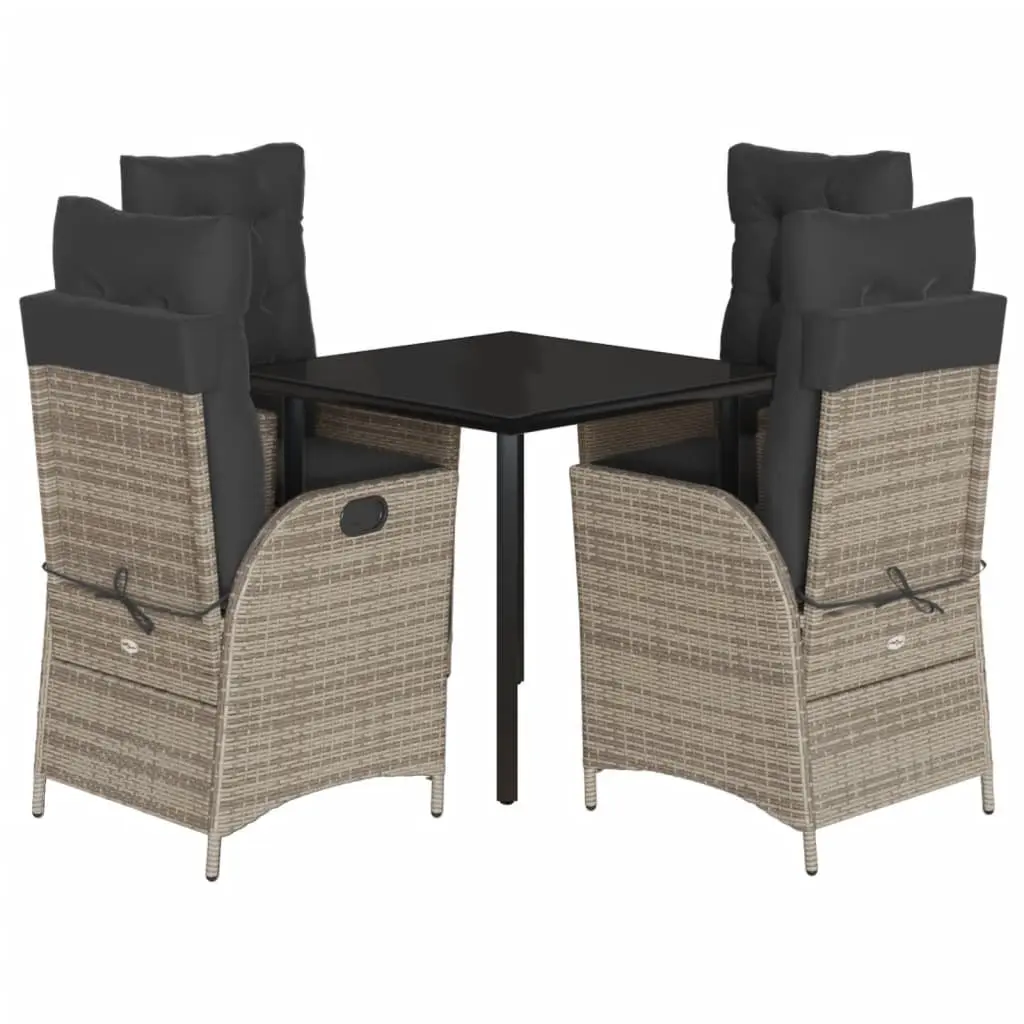 Garden Dining Set 5 Piece Outdoor Furniture Poly Rattan Chair Table Patio Grey